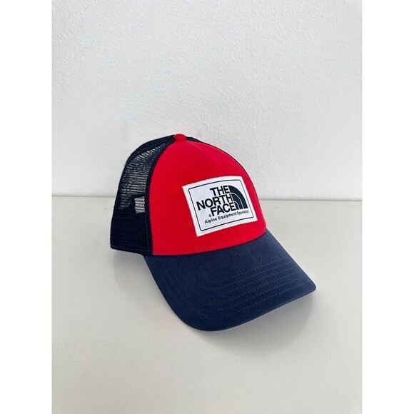 The North Face Mudder Trucker Snapback Hat Red Urban Navy One Size Adjustable - Picture 1 of 9